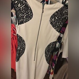 Laundry By Shelli Segal Cream Dress with Black Lace Detail